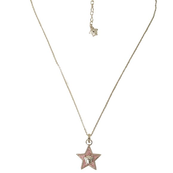 Versace Unisex Silver Color Metal Chain Medusa Head Sparkle Necklace Pendant